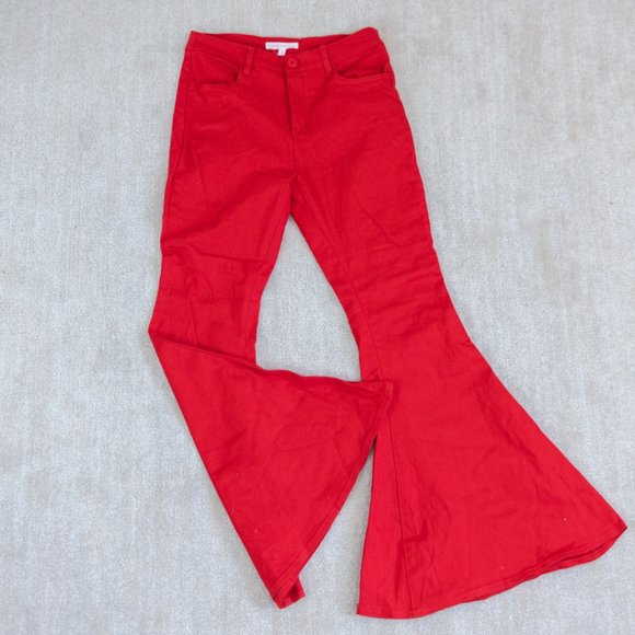 Red Flare Bell Bottom Jeans - Picture 2 of 4